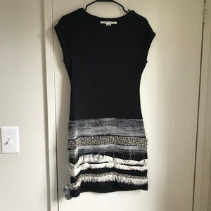 {Diane Von Furstenberg} Beaded Black Wool Dress